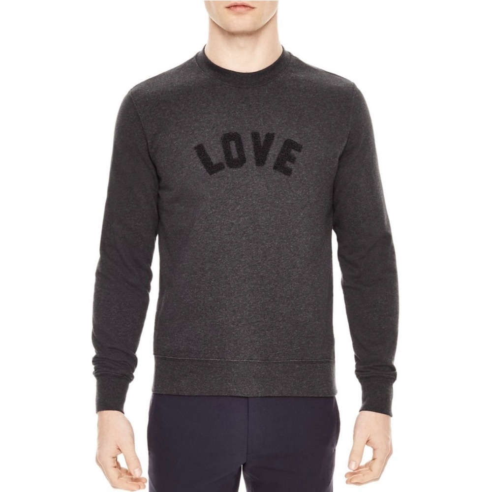 Sandro Paris | Men’s Love Sweatshirt Charcoal Grey Crewneck Size Medium